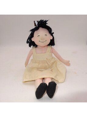 Linnea Handmade Cloth Doll‎ With Embroidered Name Cream Dress & Black Shoes